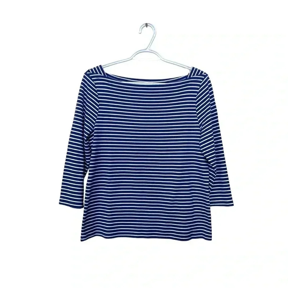 Talbots 100% soft Pima cotton,  3/4 sleeve T-shirt w boat neck,  Nautical